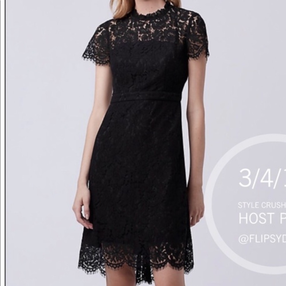 DVF Alma Short Sleeve Lace Party Dress Black Size 14